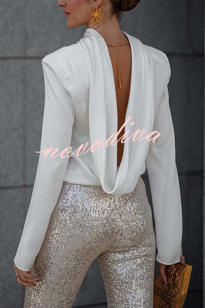 Diva | Paljett-slengbukser med høy midje og elastisk linning