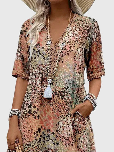 Cori | Elegant blomstret midikjole