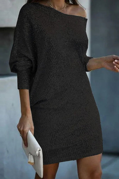 Minikjole | ensfarget, skulderløs, med paljetter, løs passform