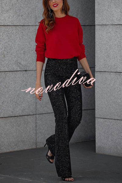 Diva | Paljett-slengbukser med høy midje og elastisk linning