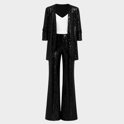 Lasiza | Langermet drapert frakk med paljetter og åpen front