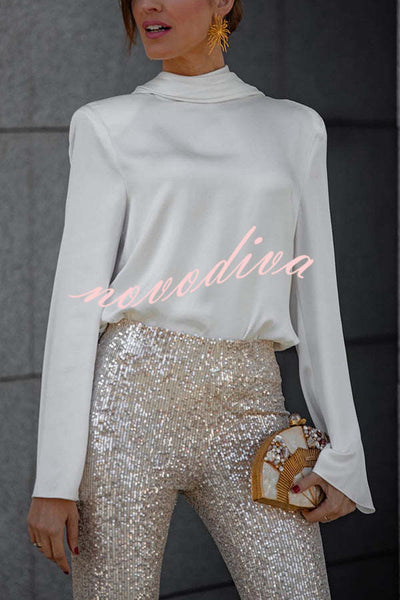 Diva | Paljett-slengbukser med høy midje og elastisk linning