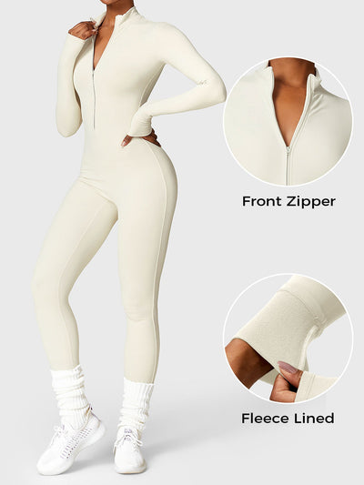 Belle | Fleece Langermet Glidelås Jumpsuit